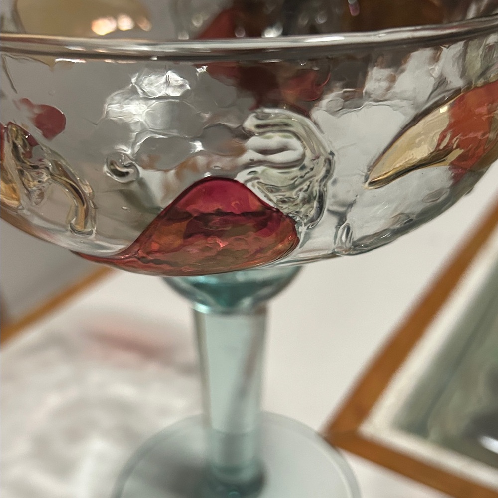 Unique Glass Margarita Goblets with Red and yellow chili pepper accents. - Picture 3 of 8